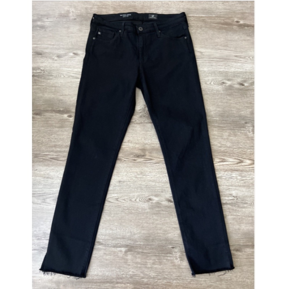 AG Adriano Goldschmied The Prima Cigarette Jeans Womens 27 Black Raw Hem Stretch